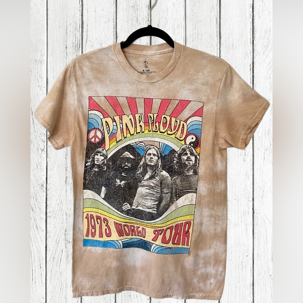 Pink Floyd retro 1973 world tour tie-dye Rock n Roll shirt Small vintage style